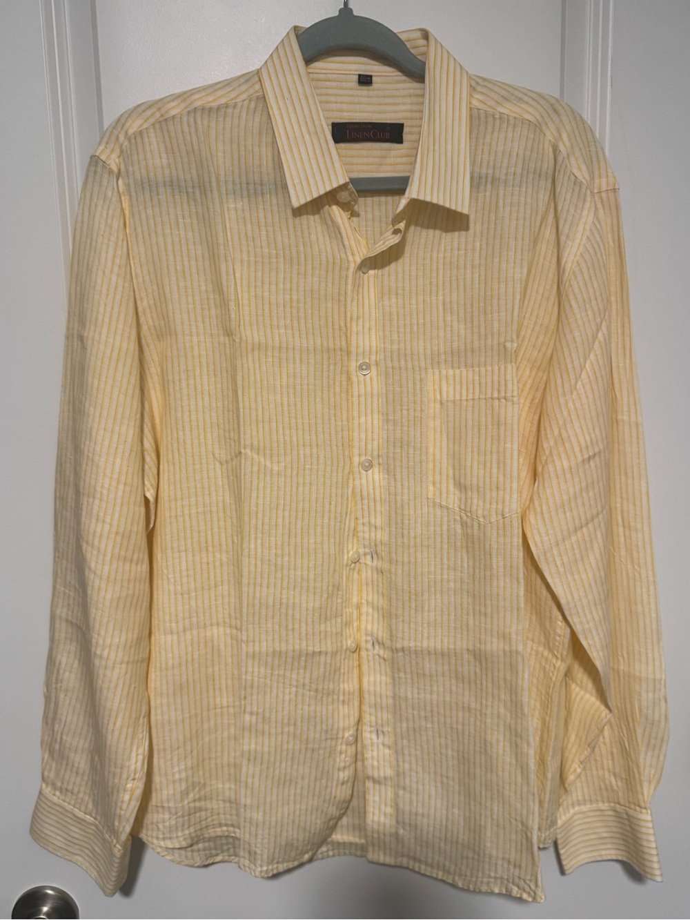 Linen Club Yellow Stripe Long-Sleeve Dress Shirt